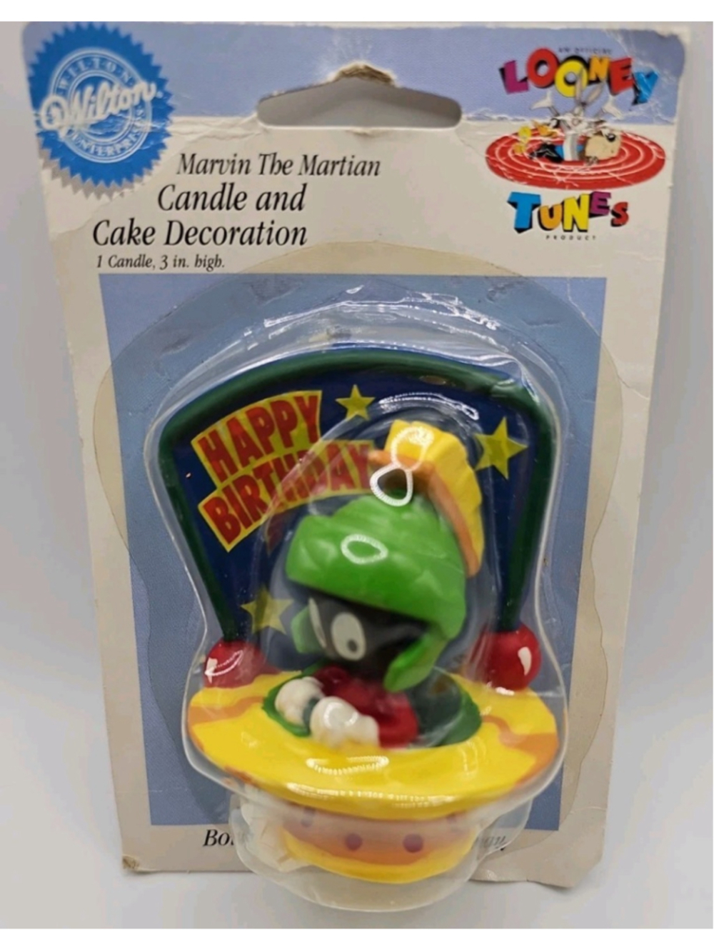 Vtg 90's 1996 Looney Tunes Marvin the Martian Candle and Cake Decoration Wilton
